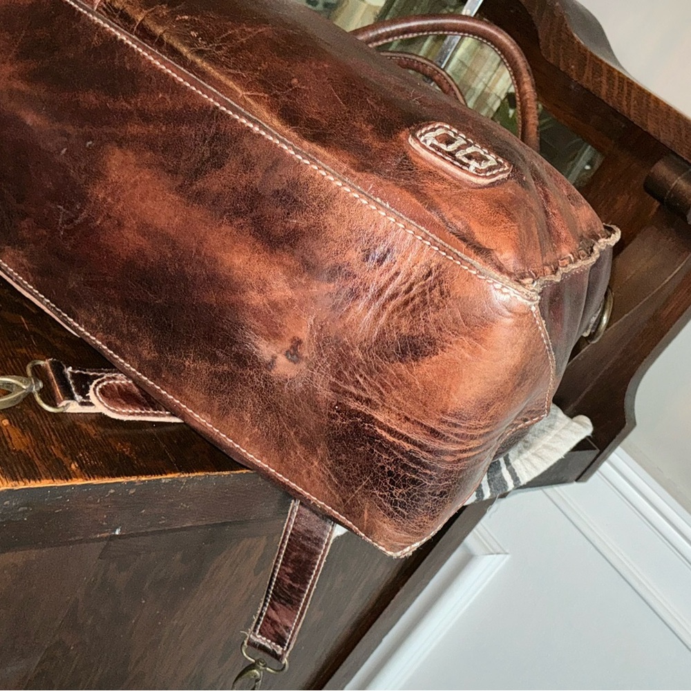 Bed Stu Leather Rockaway Shoulder Bag Crossbody Tote Teak Rustic MSRP  $345 - Picture 9 of 13